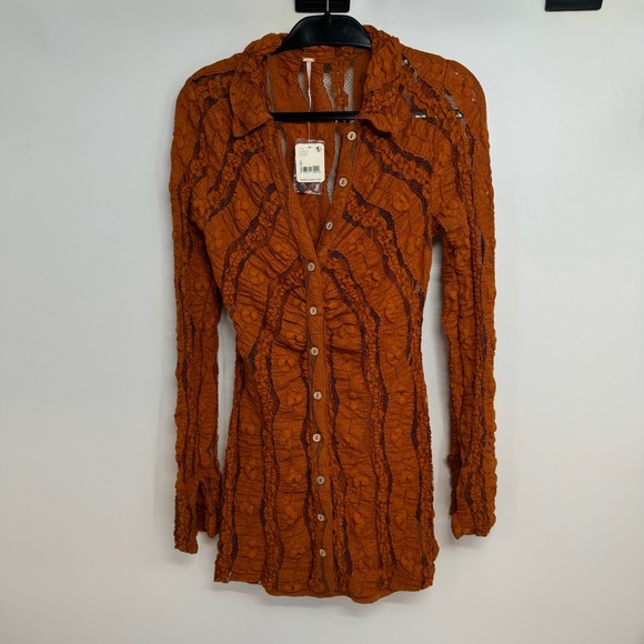 NWT Free People's shayla lace mini dress size S Pumpkin $ 158 - Picture 7 of 16
